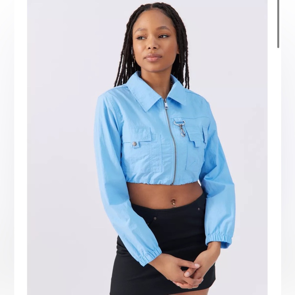 BDG Ellie Shrunken cropped Utility Jacket blue size small NWT